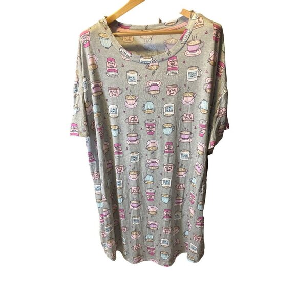 Secret Treasures NWT Coffee Themed Short Sleeved Nightgown Sz 2X - Picture 1 of 8